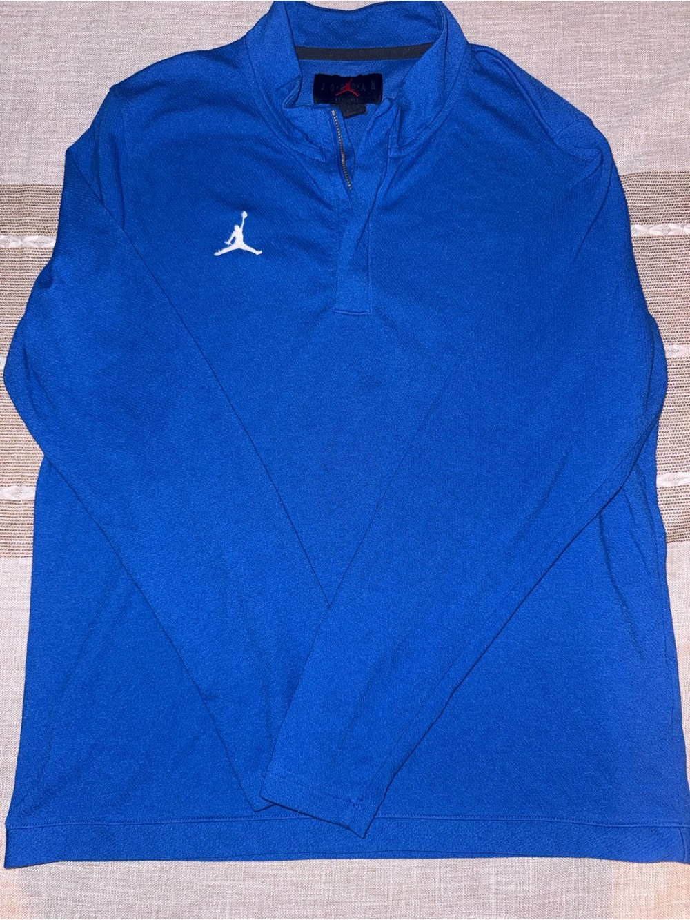 Jordan Men's Bright Blue Half-Zip Pullover with White Jumpman Dry Fit